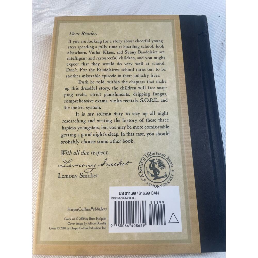 "A Series of Unfortunate Events The Austere Academy" Book Lemony Snickets GUC - Picture 3 of 4